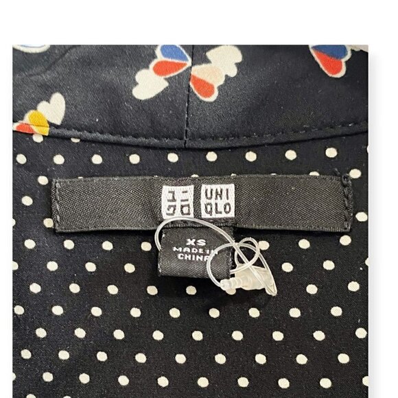 Uniqlo Black Heart print tie neck blouse, size XS - Picture 7 of 10